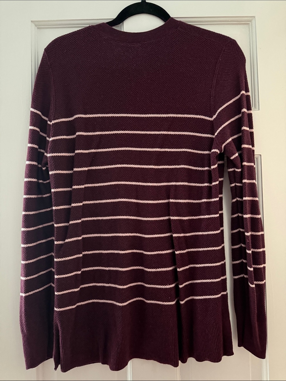 Gap Women’s Crewneck Striped Sweater - Burgundy and Light Pink - Picture 3 of 3